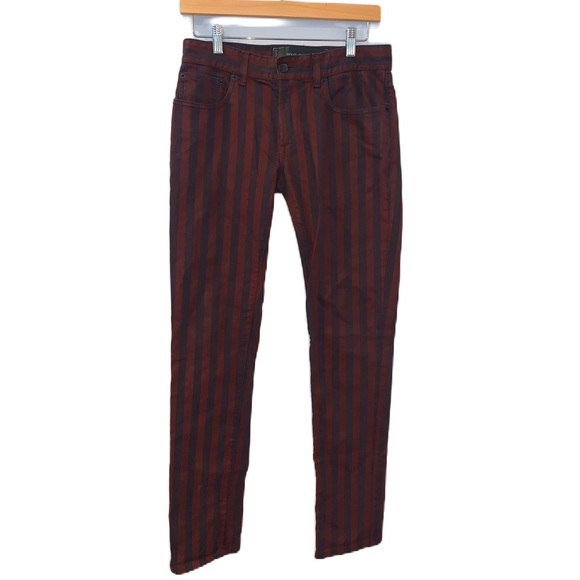 DOLCE & GABBANA Burgundy & Navy Striped Straight Jean Size 44 IT/ 8 US - Picture 1 of 8